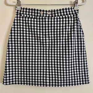 Ann Taylor Black & White Gingham Mini Skirt Size 2 Petite